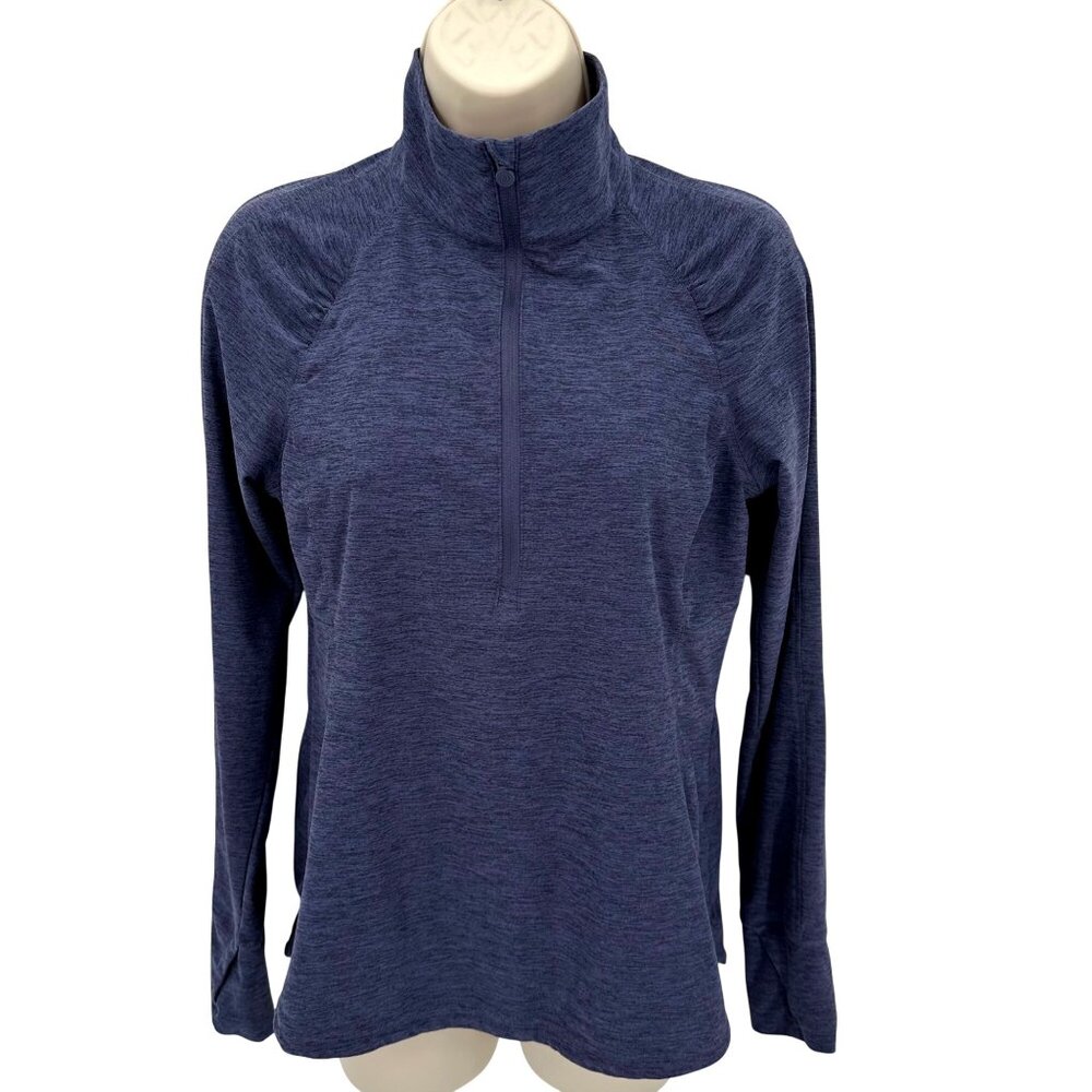 Apana Womens Heathered Blue1/4 Zip Pullover Lightweight Long-Sleeve Top S - Picture 2 of 12
